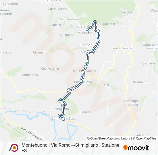 Percorso linea bus COTRAL
