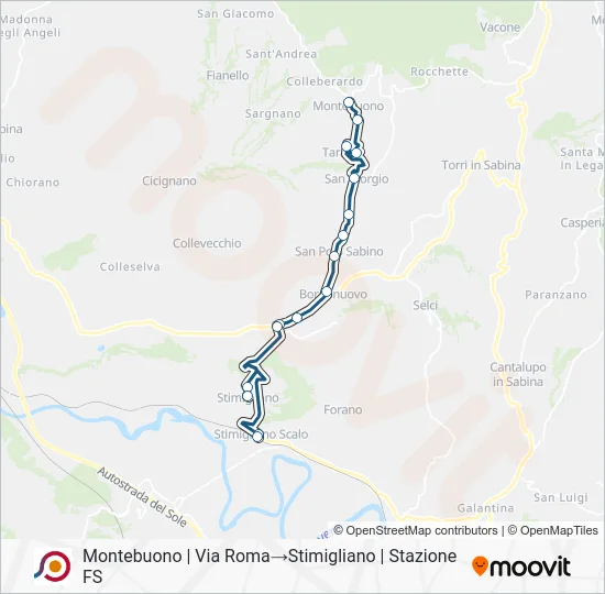 Percorso linea bus COTRAL