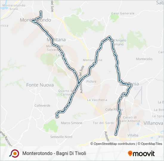 Percorso linea bus COTRAL