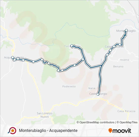 Percorso linea bus COTRAL