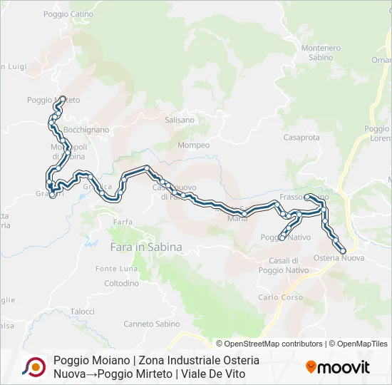 Percorso linea bus COTRAL
