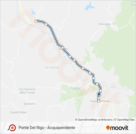 Percorso linea bus COTRAL
