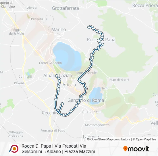Percorso linea bus COTRAL