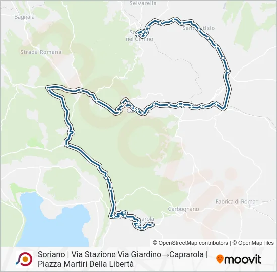 Percorso linea bus COTRAL