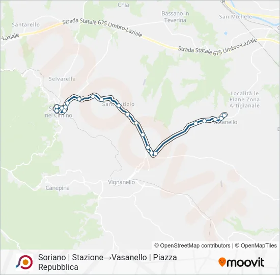 Percorso linea bus COTRAL