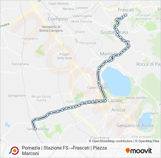 Percorso linea bus COTRAL