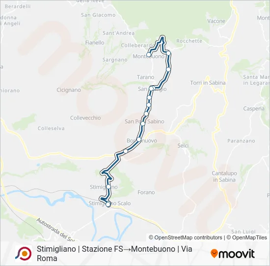 Percorso linea bus COTRAL