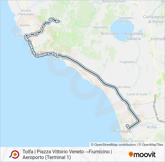 Percorso linea bus COTRAL