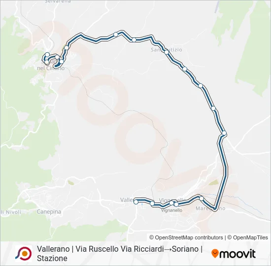 Percorso linea bus COTRAL