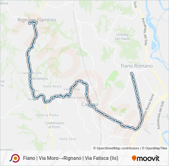 Percorso linea bus COTRAL