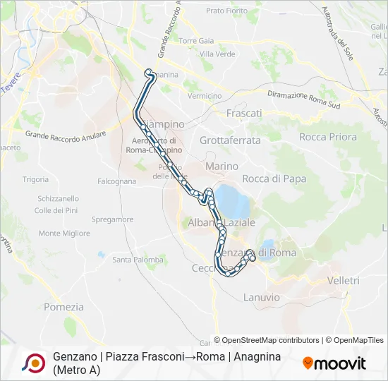 Percorso linea bus COTRAL