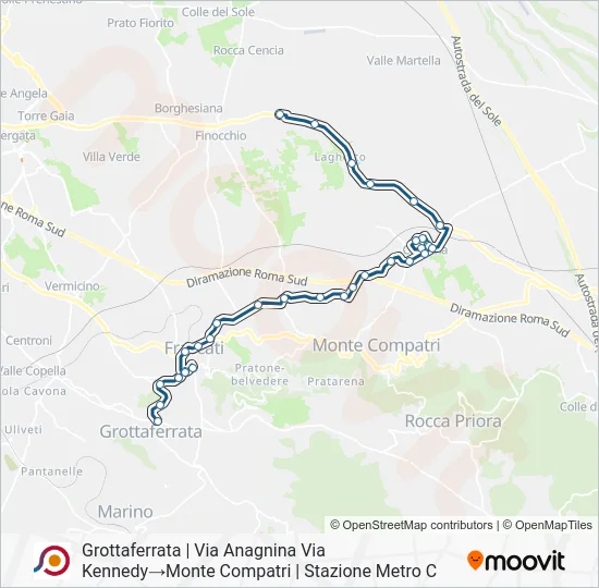 Percorso linea bus COTRAL