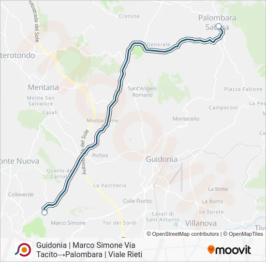 Percorso linea bus COTRAL