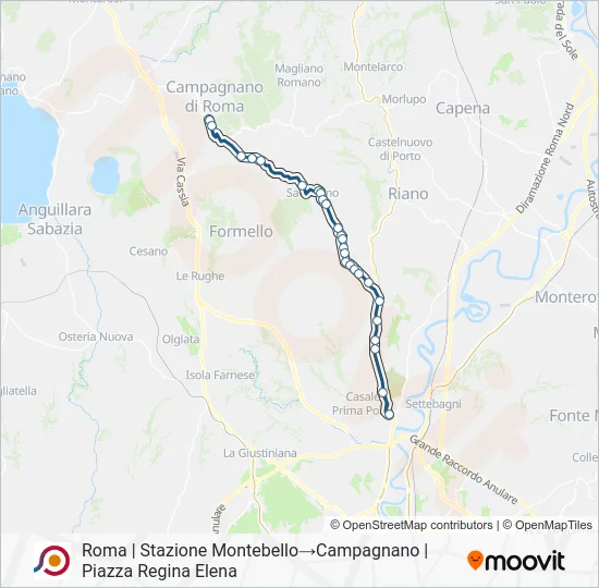 Percorso linea bus COTRAL
