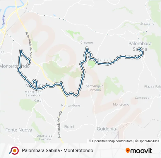 Percorso linea bus COTRAL
