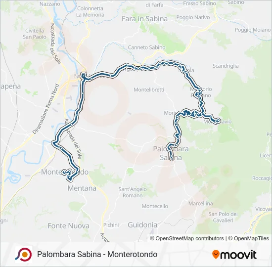 Percorso linea bus COTRAL