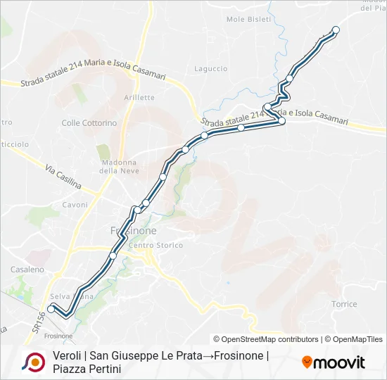 Percorso linea bus COTRAL
