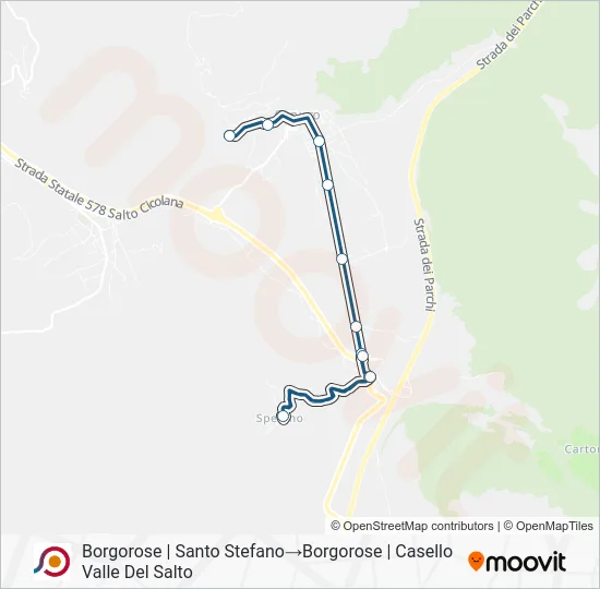 Percorso linea bus COTRAL