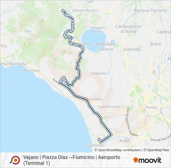 Percorso linea bus COTRAL