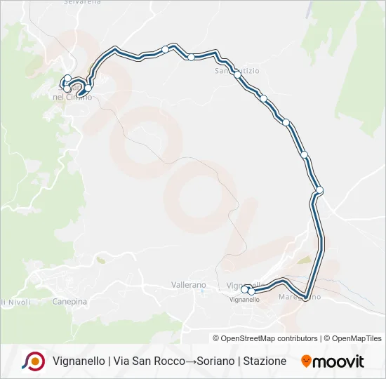 Percorso linea bus COTRAL