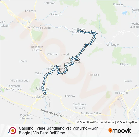 Percorso linea bus COTRAL