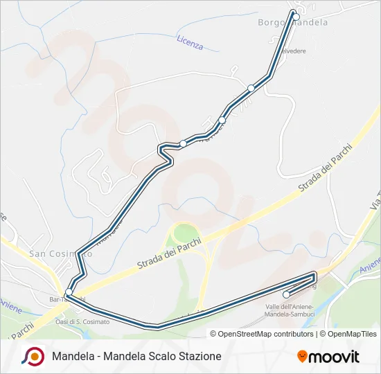 Percorso linea bus COTRAL