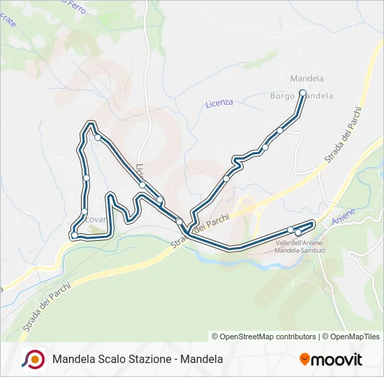Percorso linea bus COTRAL