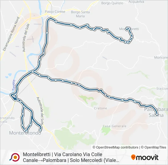 Percorso linea bus COTRAL