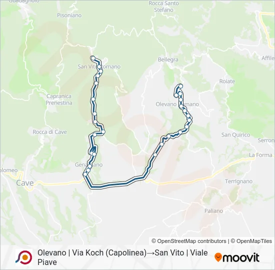 Percorso linea bus COTRAL