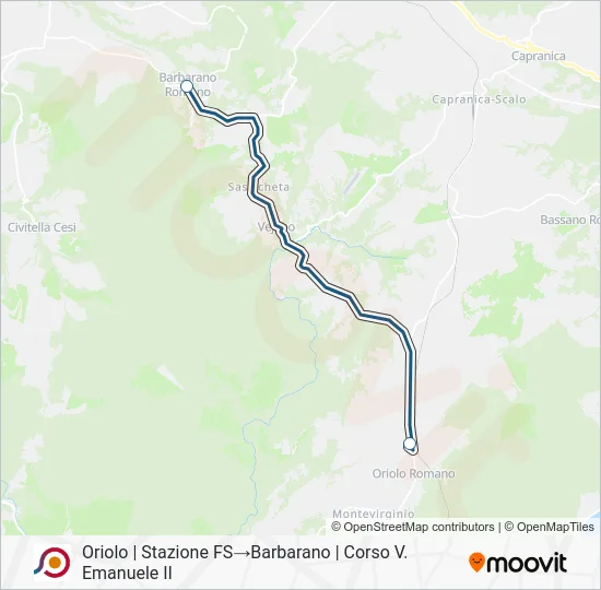Percorso linea bus COTRAL