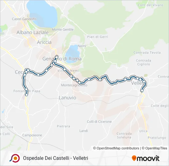 Percorso linea bus COTRAL