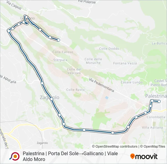 Percorso linea bus COTRAL