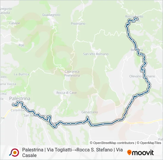 Percorso linea bus COTRAL