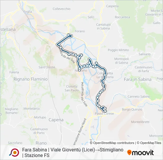 Percorso linea bus COTRAL