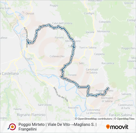 Percorso linea bus COTRAL