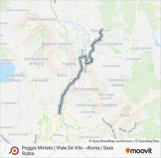 Percorso linea bus COTRAL