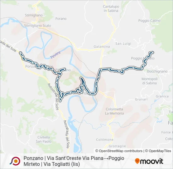 Percorso linea bus COTRAL