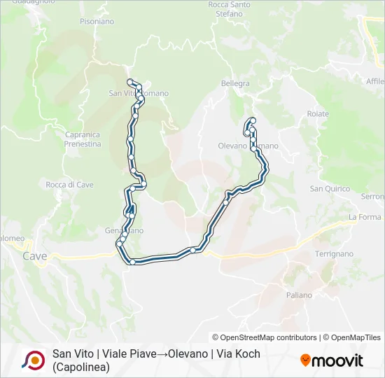 Percorso linea bus COTRAL