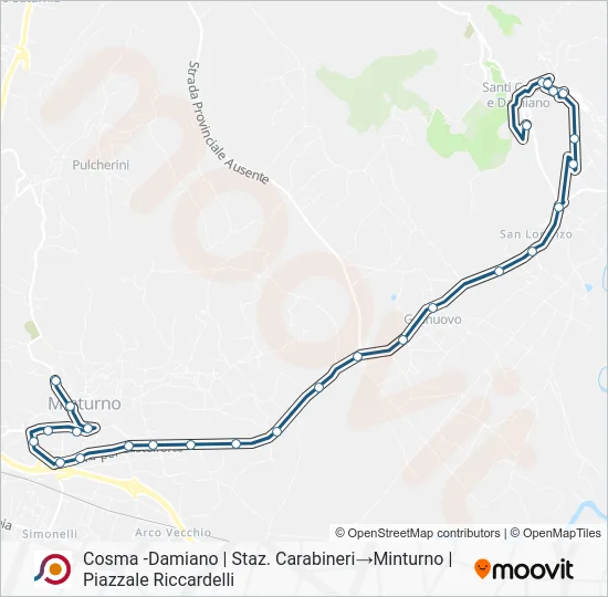 Percorso linea bus COTRAL