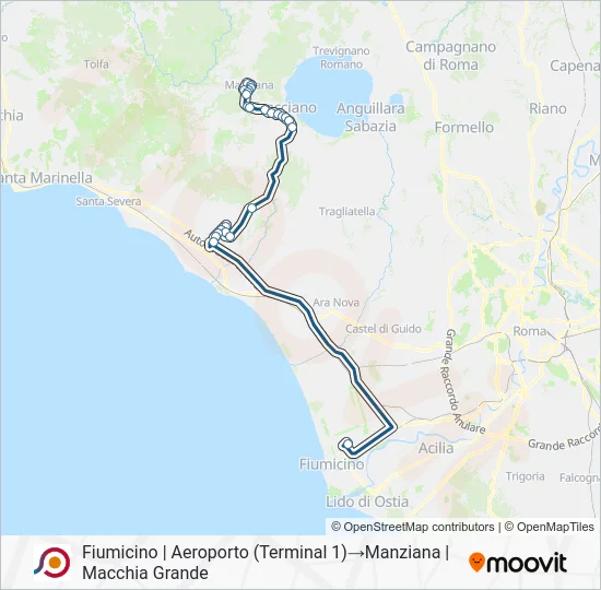 Percorso linea bus COTRAL