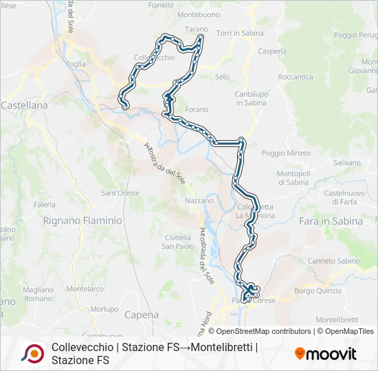 Percorso linea bus COTRAL