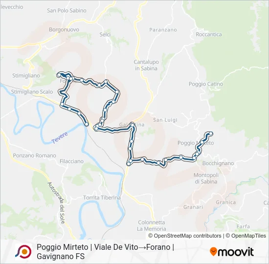 Percorso linea bus COTRAL