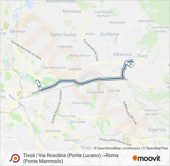 Percorso linea bus COTRAL