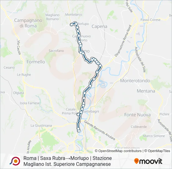Percorso linea bus COTRAL