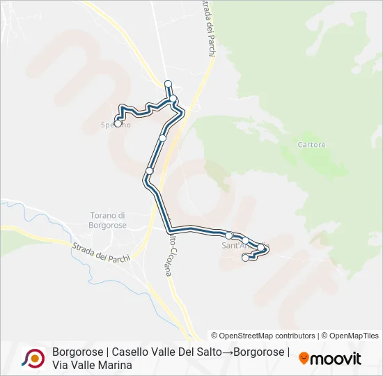 Percorso linea bus COTRAL