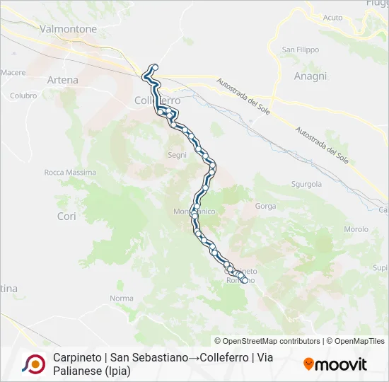 Percorso linea bus COTRAL