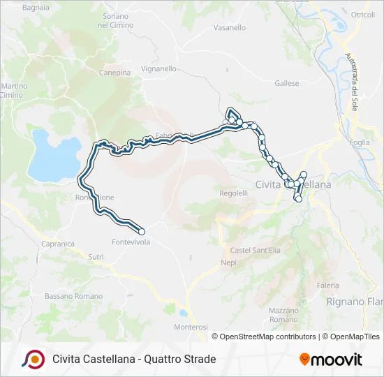 Percorso linea bus COTRAL