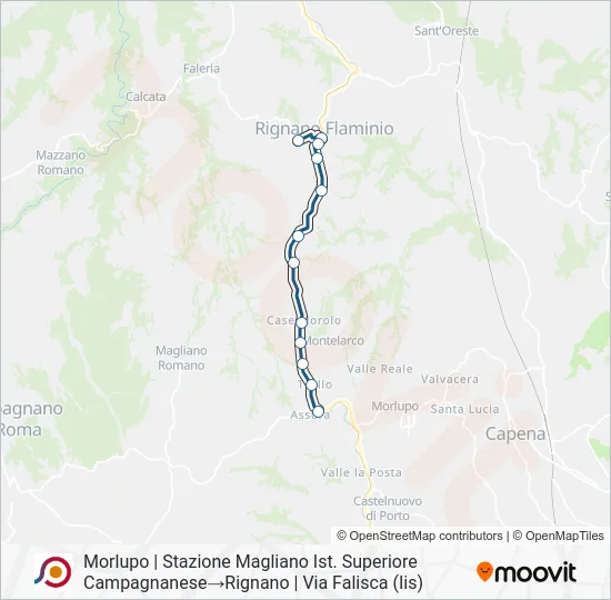 Percorso linea bus COTRAL