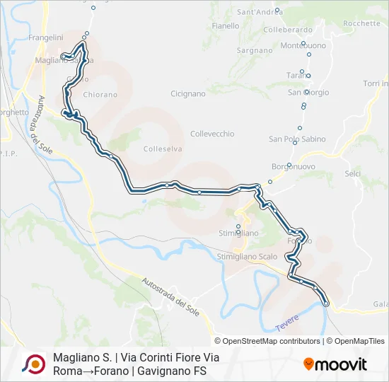 Percorso linea bus COTRAL