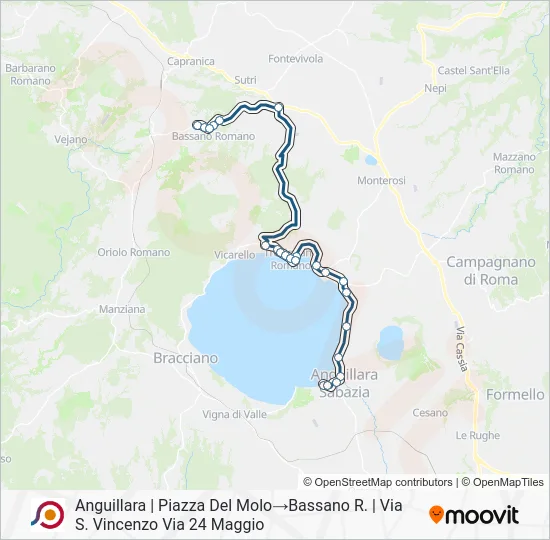 Percorso linea bus COTRAL
